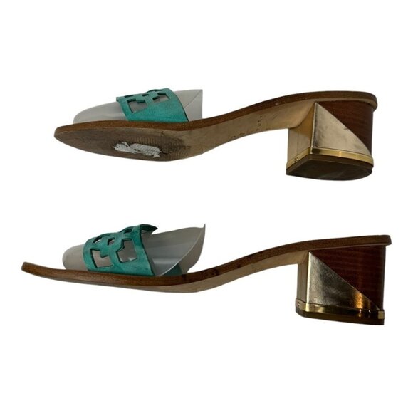 Trina Turk Teal and Brown Sandals - Picture 2 of 13